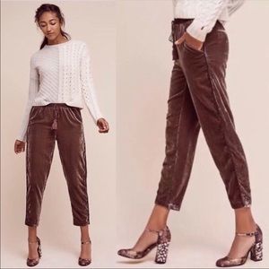 Anthropologie Elevenses Velvet Jogger Pants Brown